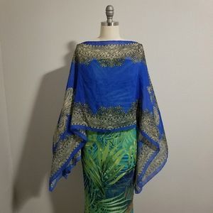 Blue Ornate Scarf Shawl
